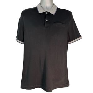Banana Republic Black Cotton Two Button Dress Polo Size L